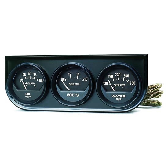 AutoMeter 2348 AutoGage Mechanical 3 Gauge Console,Oil/Water/Volt