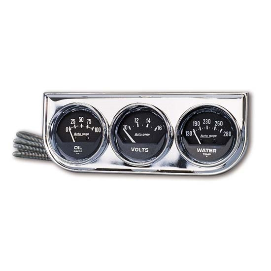AutoMeter 2349 AutoGage Mechanical 3 Gauge Console,Oil/Water/Volt