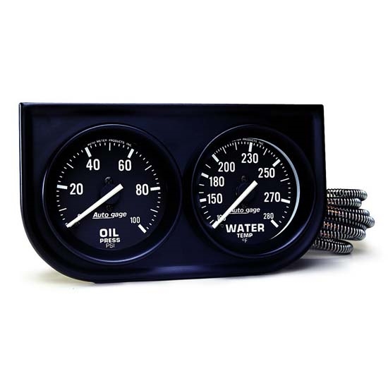 Auto Meter 2392 Auto Gage Mechanical 2 Gauge Console, Oil/Water