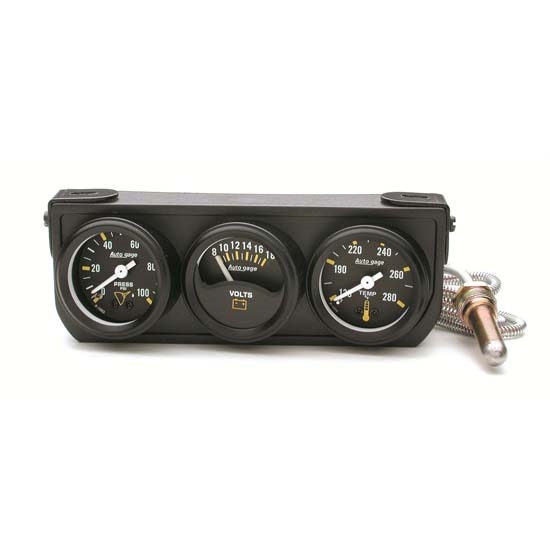 Auto Meter 2396 Auto Gage 3 Gauge Console, Oil/Volt/Water
