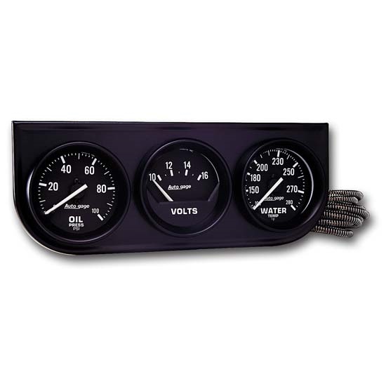 Auto Meter 2397 Auto Gage 3 Gauge Console, Oil/Volt/Water
