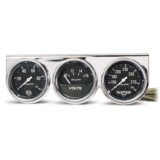 Auto Meter 2399 Auto Gage 3 Gauge Console, Oil/Volt/Water
