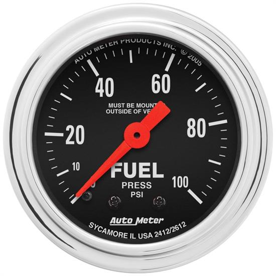 AutoMeter 2412 Traditional Chrome Mechanical Fuel Press. Gauge