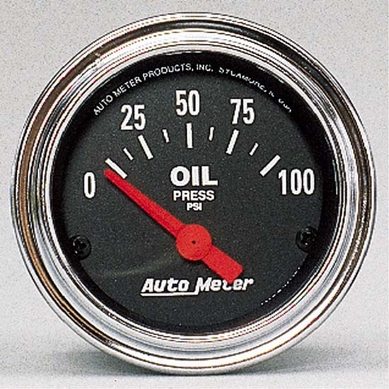 Auto Meter 2522 Traditional Chrome Air-Core Oil Pressure Gauge