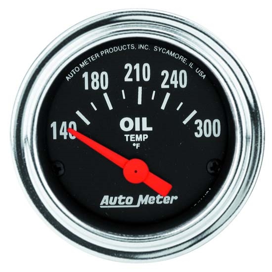 Auto Meter 2543 Traditional Chrome Air-Core Oil Temperature Gauge