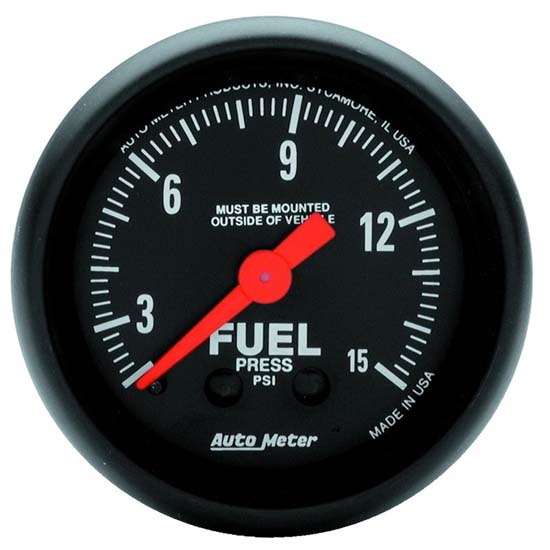 Auto Meter 2603 Z-Series Mech Fuel Pressure Gauge, 15 PSI, 2-1/16 Inch