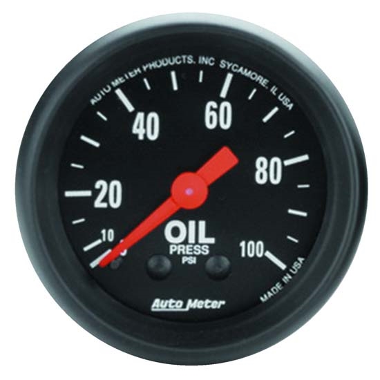 Auto Meter 2604 Z-Series Mechanical Oil Pressure Gauge, 100PSI, 2-1/16