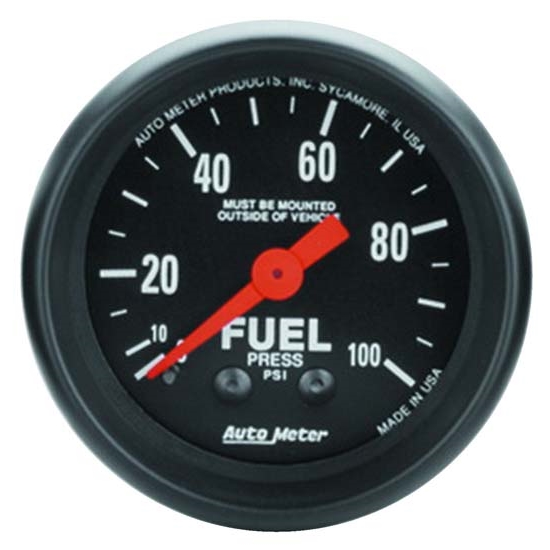 Auto Meter 2612 Z-Series Mech Fuel Pressure Gauge, 100PSI, 2-1/16 Inch