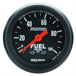 AutoMeter 2612 Z-Series Mech Fuel Press. Gauge, 100PSI, 2-1/16