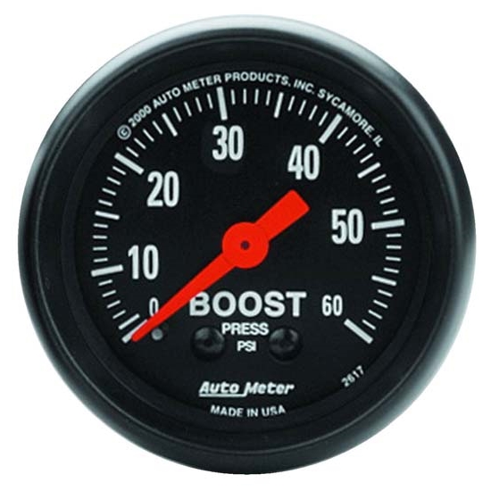 Auto Meter 2617 Z-Series Mechanical Boost Gauge, 60 PSI, 2-1/16 Inch