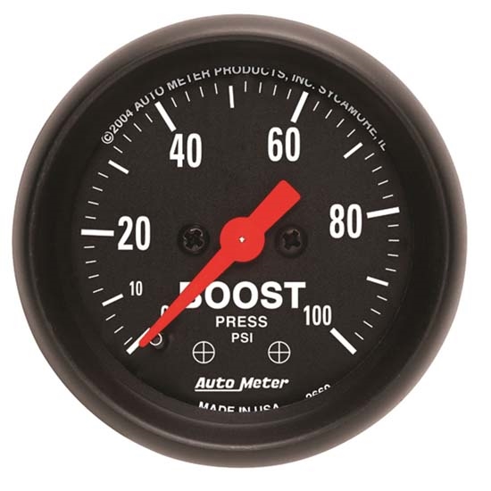 Auto Meter 2618 Z-Series Mechanical Boost Gauge, 100 PSI, 2-1/16 Inch