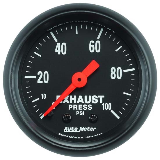 Auto Meter 2619 Z-Series Mech Exhaust Pressure Gauge, 100 PSI, 2-1/16