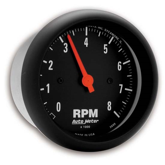 Auto Meter 2699 Z-Series Air-Core In-Dash Tach, 8k RPM, 3-3/8 Inch