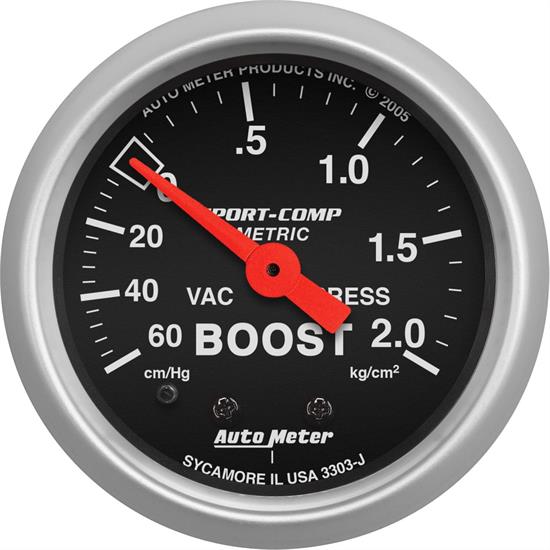 AutoMeter 3303-J Sport-Comp Mechanical Boost/Vacuum Gauge
