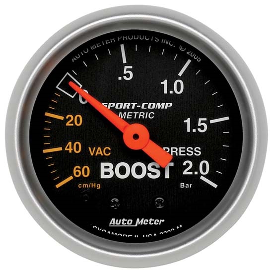 Auto Meter 3303-M Sport-Comp Mechanical Boost/Vacuum Gauge