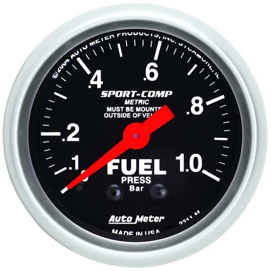 Auto Meter 3311-M Sport-Comp Mechanical Fuel Pressure Gauge