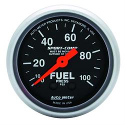 AutoMeter 3312 Sport-Comp Mech Fuel Press. Gauge,100 PSI,2-1/16