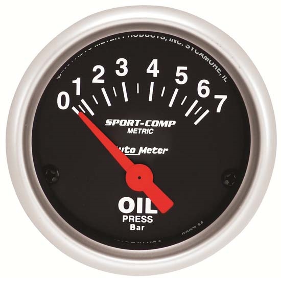 Auto Meter 3327-M Sport-Comp Air-Core Oil Pressure Gauge, 2-1/16 Inch
