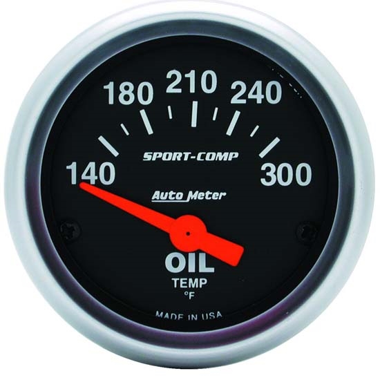 Auto Meter 3348 Sport-Comp Air-Core Oil Temperature Gauge, 2-1/16 Inch