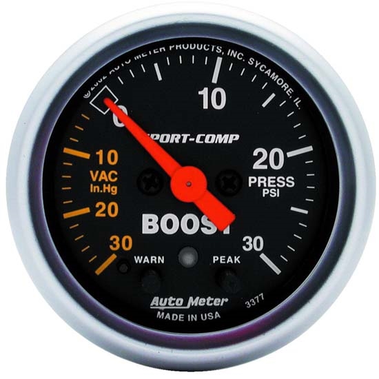 Auto Meter 3377 Sport-Comp Digital Stepper Motor Boost/Vacuum Gauge