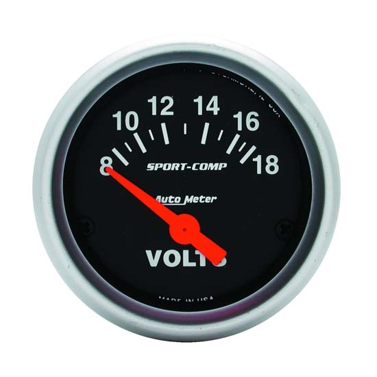 Auto Meter 3391 Sport-Comp Air-Core Voltmeter Gauge, 2-1/16 Inch