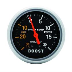 AutoMeter 3401 Sport-Comp Mechanical Boost/Vacuum Gauge, 2-5/8