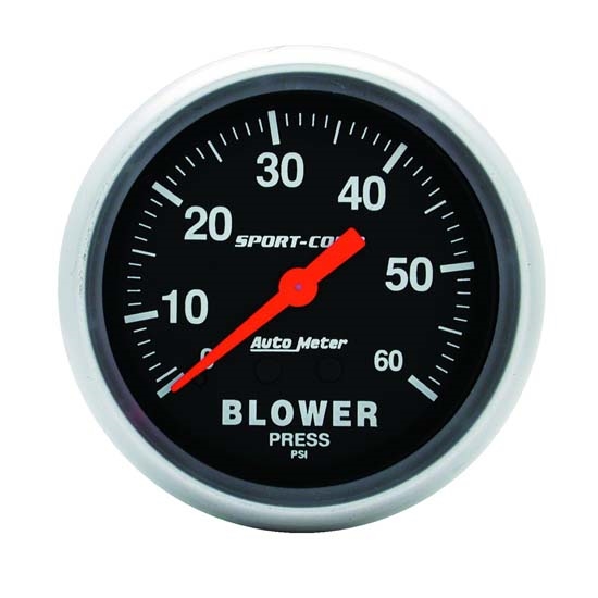 Auto Meter 3402 Sport-Comp Mechanical Blower Pressure Gauge, 2-5/8 In.