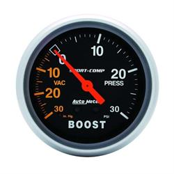AutoMeter 3403 Sport-Comp Mechanical Boost/Vacuum Gauge, 2-5/8