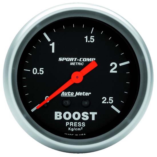 Auto Meter 3404-J Sport-Comp Mechanical Boost Gauge, 2-5/8 Inch