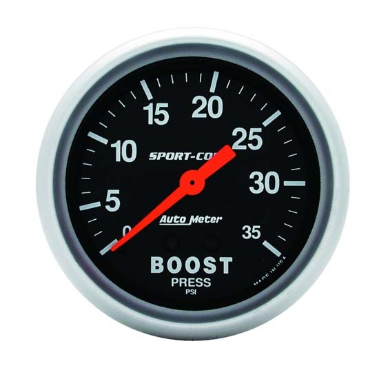 Auto Meter 3404 Sport-Comp Mechanical Boost Gauge, 35 PSI, 2-5/8 Inch