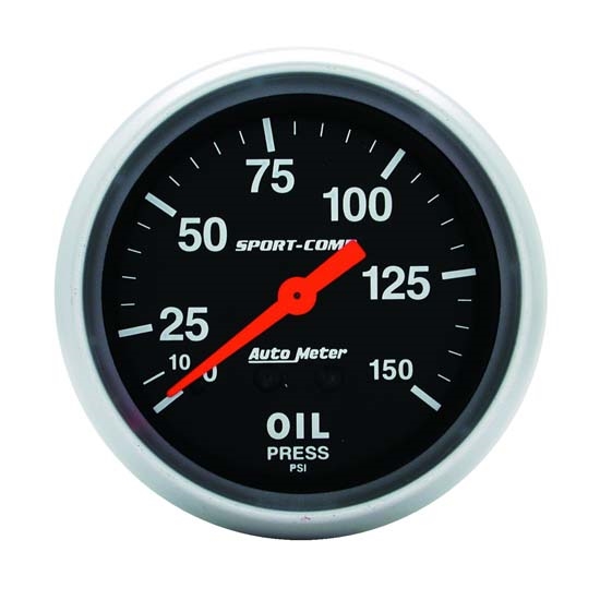Auto Meter 3423 Sport-Comp Mechanical Oil Pressure Gauge, 150 PSI