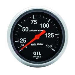 AutoMeter 3423 Sport-Comp Mechanical Oil Press. Gauge, 150 PSI