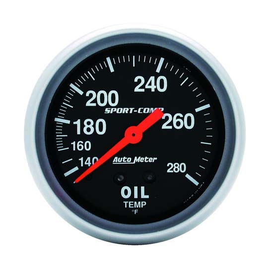 Auto Meter 3443 Sport-Comp Mechanical Oil Temperature Gauge, 2-5/8 In.