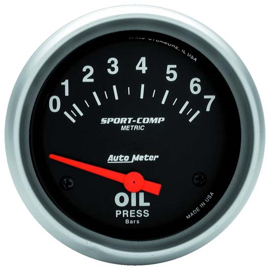 Auto Meter 3522-M Sport-Comp Air-Core Oil Pressure Gauge, 2-5/8 Inch