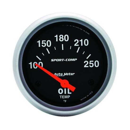 Auto Meter 3542 Sport-Comp Air-Core Oil Temperature Gauge, 2-5/8 Inch