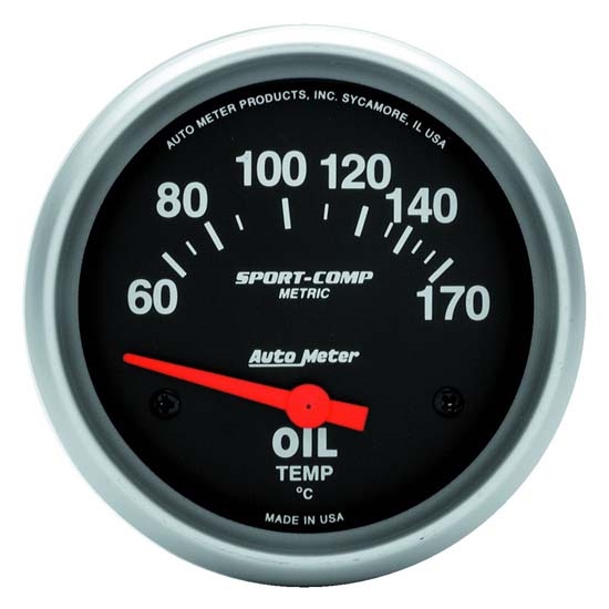 Auto Meter 3543-M Sport-Comp Air-Core Oil Temperature Gauge