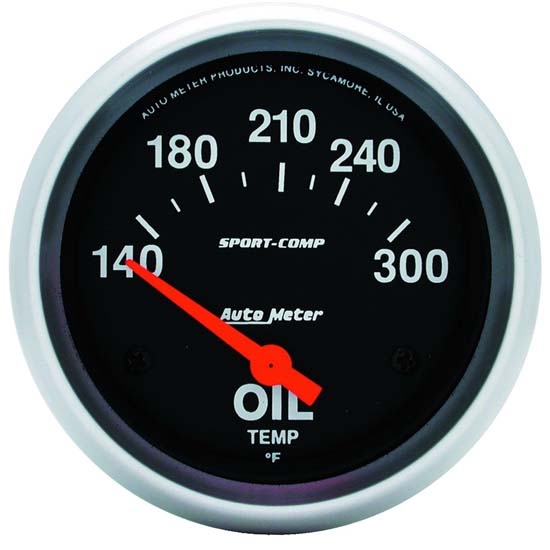 Auto Meter 3543 Sport-Comp Air-Core Oil Temperature Gauge, 2-5/8 Inch