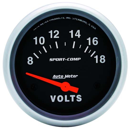 Auto Meter 3592 Sport-Comp Air-Core Voltmeter Gauge, 2-5/8 Inch