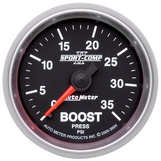 Auto Meter 3604 Sport-Comp II Mechanical Boost Gauge, 35 PSI, 2-1/16