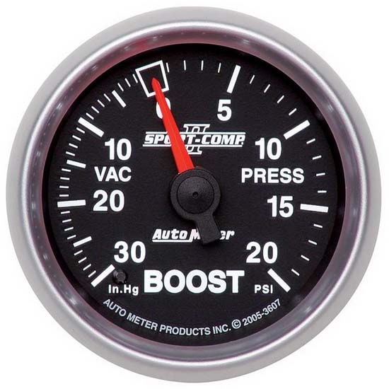 Auto Meter 3607 Sport-Comp II Mechanical Boost/Vacuum Gauge, 2-1/16