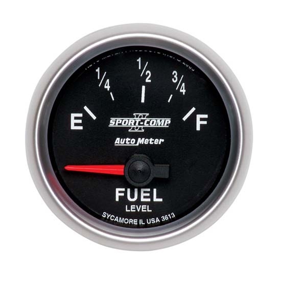Auto Meter 3613 Sport-Comp II Air-Core Fuel Level Gauge, 2-1/16 Inch
