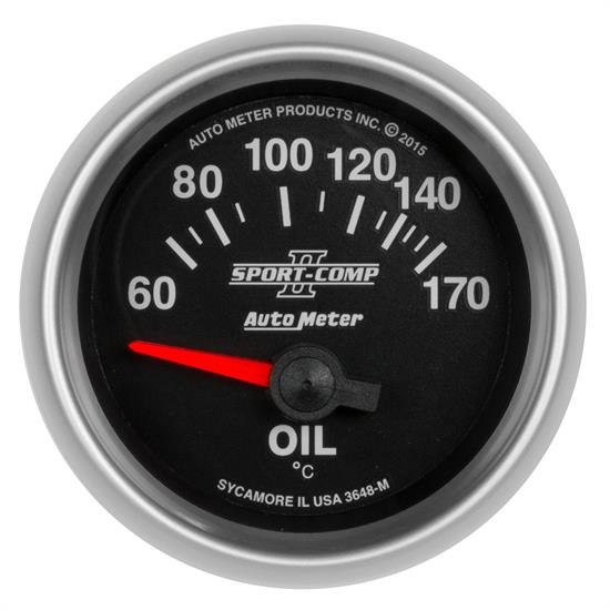 Auto Meter 3648-M Sport-Comp II Oil Temp Gauge, 2-1/16, 60-170 Deg.