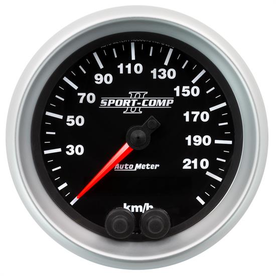 Auto Meter 3680-M Sport-Comp II Speedometer, 3-3/8, 0-225 KM/H, Flat