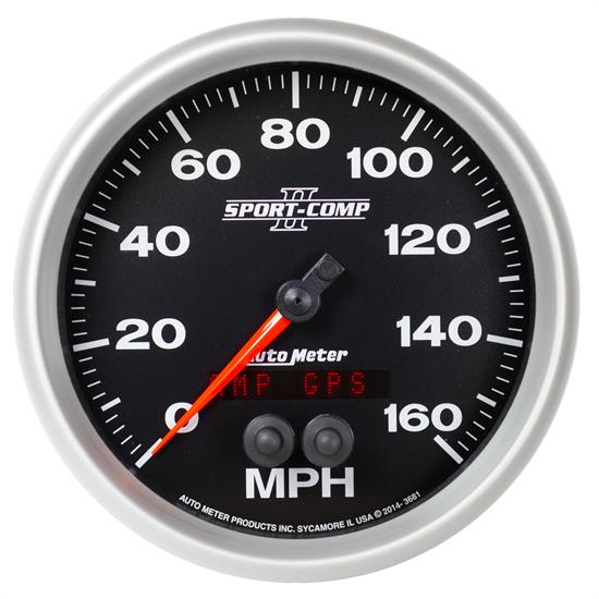 Auto Meter 3681 Sport-Comp II Speedometer, 5, 0-160 MPH, Flat Lens