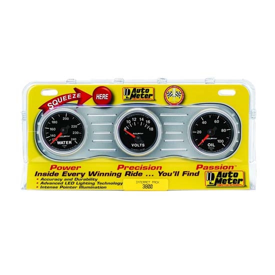 Auto Meter 3800 GS Interact Pack Mechanical Gauge Set, Oil/Water/Volt