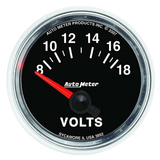 Auto Meter 3892 GS Air-Core Voltmeter Gauge, 2-1/16 Inch, 18V