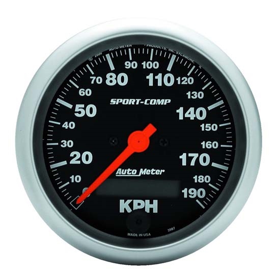 Auto Meter 3987-M Sport-Comp Air-Core Speedometer, 190km/h, 3-3/8 Inch