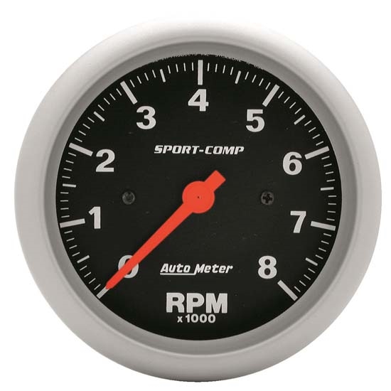 Auto Meter 3991 Sport-Comp Air-Core In-Dash Tach, 8k RPM, 3-3/8 Inch