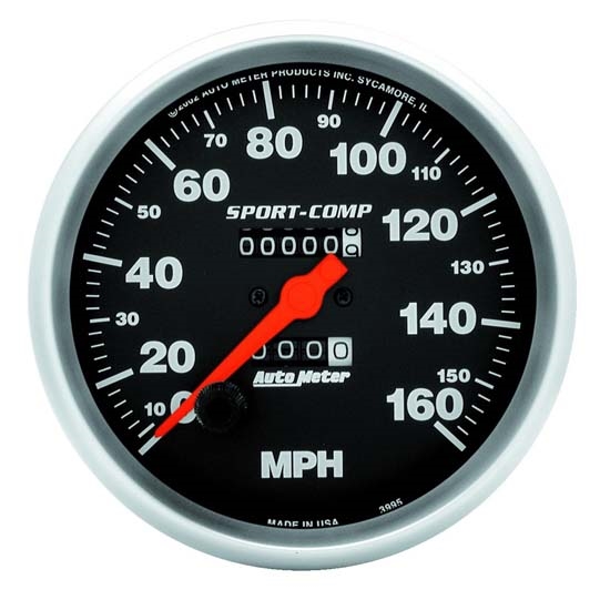 Auto Meter 3995 Sport-Comp Mechanical Speedometer, 160 MPH, 5 Inch