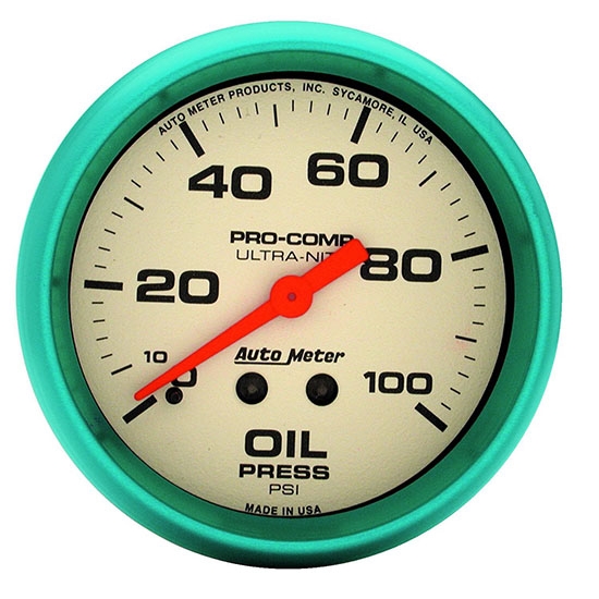 AutoMeter 4221 Ultra-Nite Mechanical Oil Press. Gauge, 2-5/8
